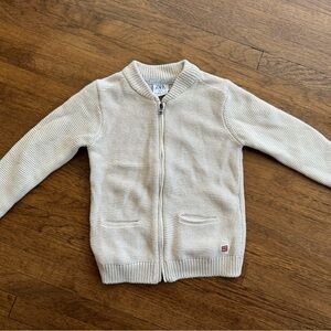 ZARA Little boys cream knit zip up cardigan. Size 2-3